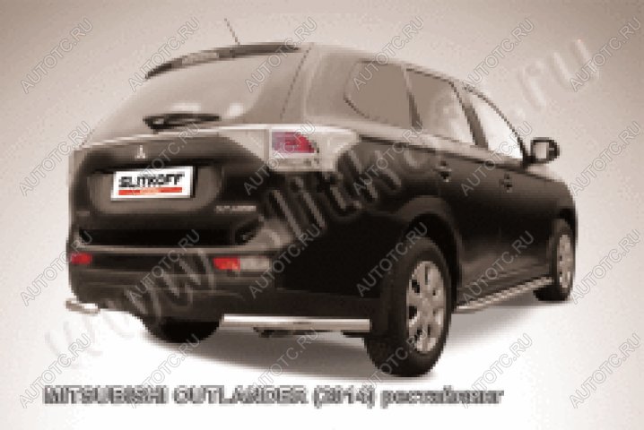6 349 р. Защита заднего бампера уголки d57 Slitkoff  Mitsubishi Outlander  GF (2014-2016) 1-ый рестайлинг (Сталь с полимерным покрытием в цвет серебристый)  с доставкой в г. Пермь