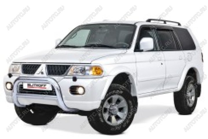 23 599 р. Защита переднего бампера кенгурятник d76 низкий Slitkoff  Mitsubishi Pajero Sport  PA (2004-2008) рестайлинг (Сталь с полимерным покрытием в цвет серебристый)  с доставкой в г. Пермь