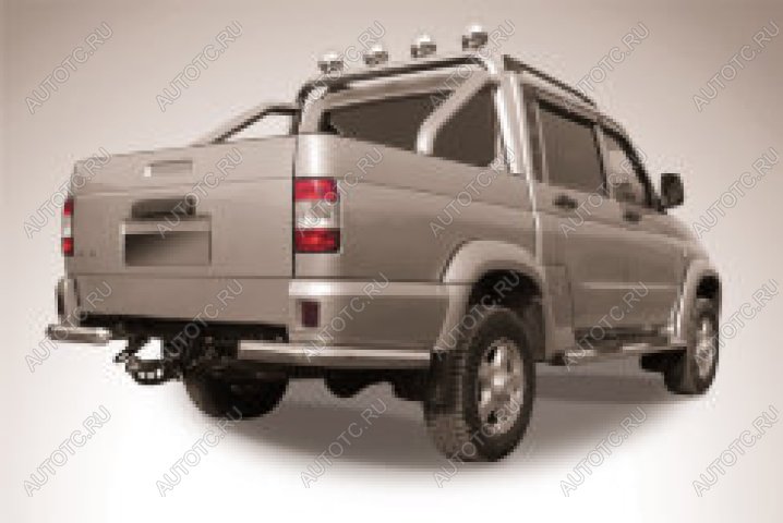 6 349 р. Защита заднего бампера уголки d76 Slitkoff  Уаз Патриот  23632 (2014-2025) 1 рестайлинг пикап, 2-ой рестайлинг пикап (Сталь с полимерным покрытием в цвет серебристый)  с доставкой в г. Пермь