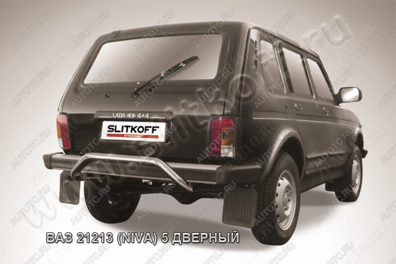 8 799 р. Защита заднего бампера d57 скоба Slitkoff Лада нива 4х4 2131 5 дв. дорестайлинг (1993-2019) (нержавейка полировнная)  с доставкой в г. Пермь