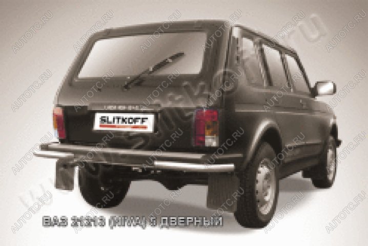 5 949 р. Защита заднего бампера уголки d57 Slitkoff Лада нива 4х4 2131 5 дв. дорестайлинг (1993-2019) (нержавейка полированная)  с доставкой в г. Пермь