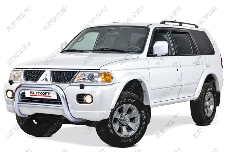 33 699 р. Защита переднего бампера кенгурятник d76 низкий Slitkoff  Mitsubishi Pajero Sport  PA (2004-2008) рестайлинг (нержавейка полированная)  с доставкой в г. Пермь