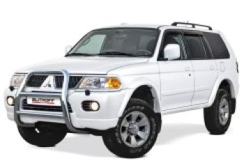 Защита переднего бампера кенгурятник d57 высокий Slitkoff Mitsubishi Pajero Sport  PA (2004-2008) рестайлинг (нержавейка полированная)