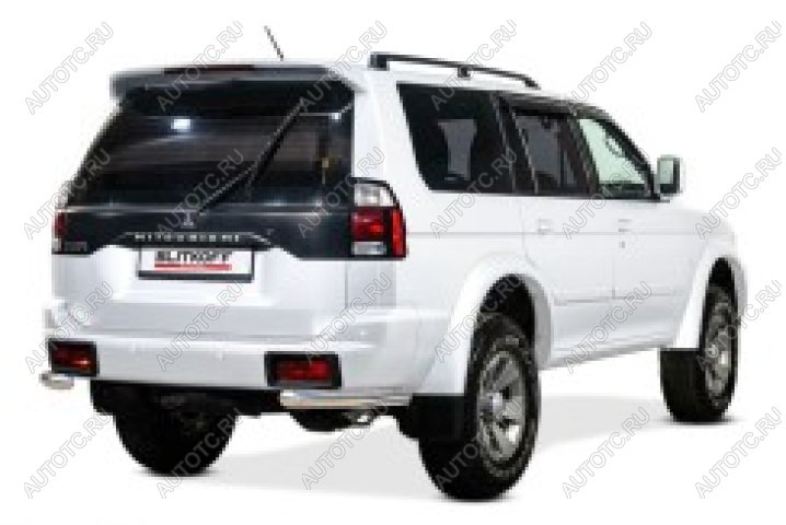 7 349 р. Защита заднего бампера уголки d57 Slitkoff  Mitsubishi Pajero Sport  PA (2004-2008) рестайлинг (нержавейка полированная)  с доставкой в г. Пермь