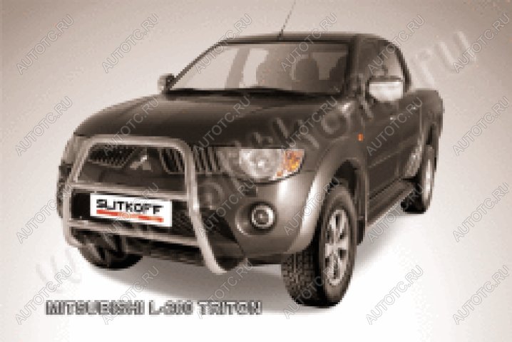 25 999 р.  Защита переднего бампера кенгурятник d57 высокий (Triton) Slitkoff  Mitsubishi L200  4 (2006-2014)  дорестайлинг (нержавейка полированная)  с доставкой в г. Пермь