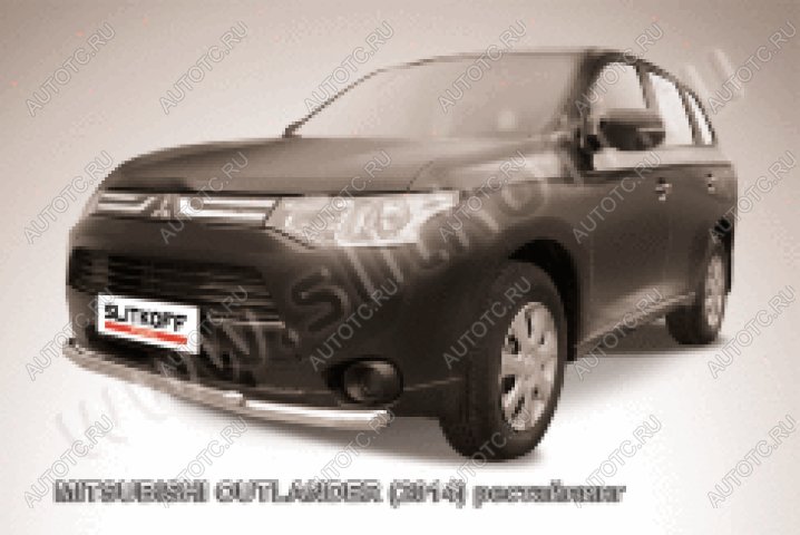13 899 р. Защита переднего бампера d57+d42 двойная Slitkoff  Mitsubishi Outlander  GF (2014-2016) 1-ый рестайлинг (нержавейка полированная)  с доставкой в г. Пермь