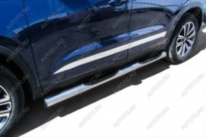 17 699 р. Защита порогов d76 с проступями Slitkoff  Mitsubishi Outlander  GF (2014-2016) 1-ый рестайлинг (нержавейка полированная)  с доставкой в г. Пермь