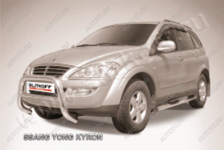 33 699 р. Защита переднего бампера кенгурятник низкий d76 Slitkoff  SSANGYONG Kyron (2007-2016) рестайлинг (нержавейка полированная)  с доставкой в г. Пермь