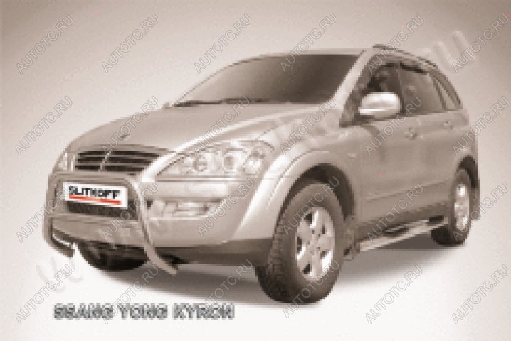 24 449 р. Защита переднего бампера кенгурятник низкий d57 Slitkoff  SSANGYONG Kyron (2007-2016) рестайлинг (нержавейка полированная)  с доставкой в г. Пермь