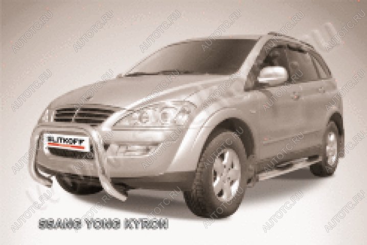 22 649 р. Защита переднего бампера кенгурятник низкий мини d57 Slitkoff  SSANGYONG Kyron (2007-2016) рестайлинг (нержавейка полированная)  с доставкой в г. Пермь