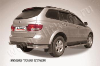 Защита заднего бампера уголки d57+d42 двойные Slitkoff SSANGYONG Kyron (2007-2016) рестайлинг (нержавейка полированная)