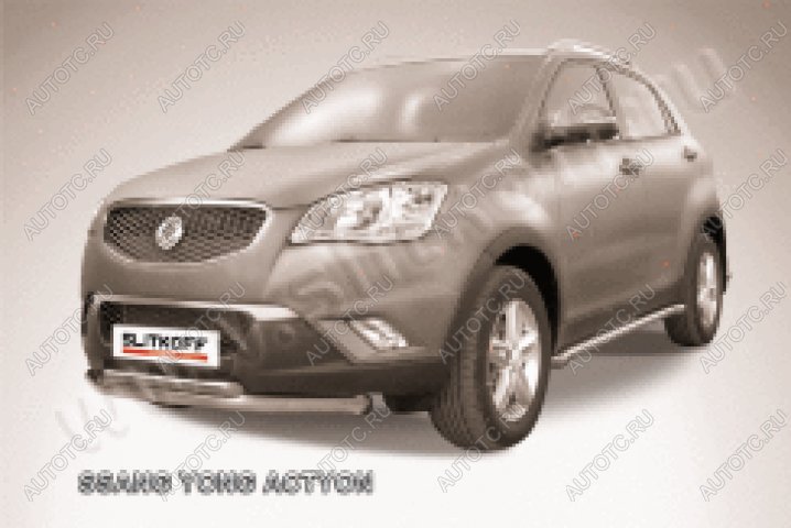 14 749 р. Защита переднего бампера d57+d42 двойная Slitkoff SSANGYONG Actyon дорестайлинг (2010-2013) (нержавейка полированная)  с доставкой в г. Пермь