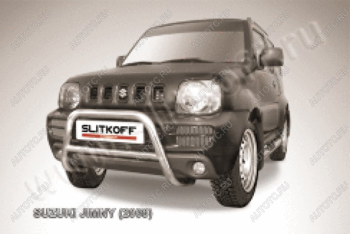 24 449 р. Защита переднего бампера кенгурятник d57 низкий Slitkoff Suzuki Jimny JB23/JB43 дорестайлинг (1998-2001) (нержавейка полированная)  с доставкой в г. Пермь