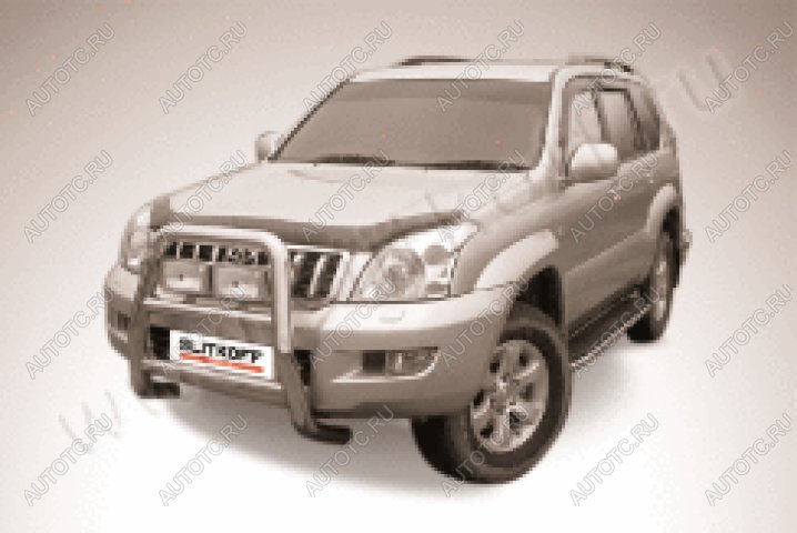 32 999 р. Защита переднего бампера кенгурятник d76 высокий Slitkoff Toyota Land Cruiser Prado J120 (2002-2009) (нержавейка полированная)  с доставкой в г. Пермь
