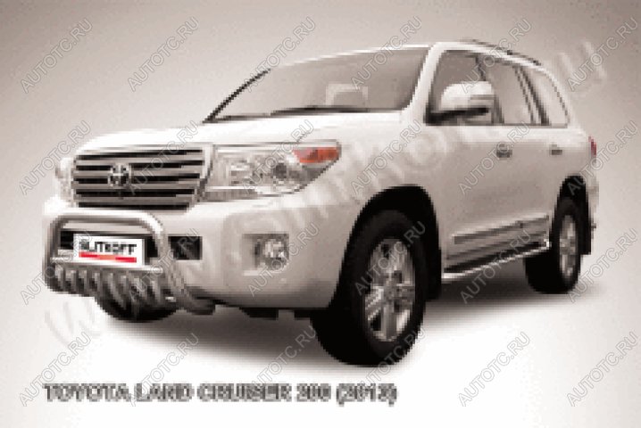 46 999 р. Защита переднего бампера кенгурятник d76 низкий с ЗК Slitkoff  Toyota Land Cruiser  200 (2012-2015) 1-ый рестайлинг (нержавейка полированная)  с доставкой в г. Пермь