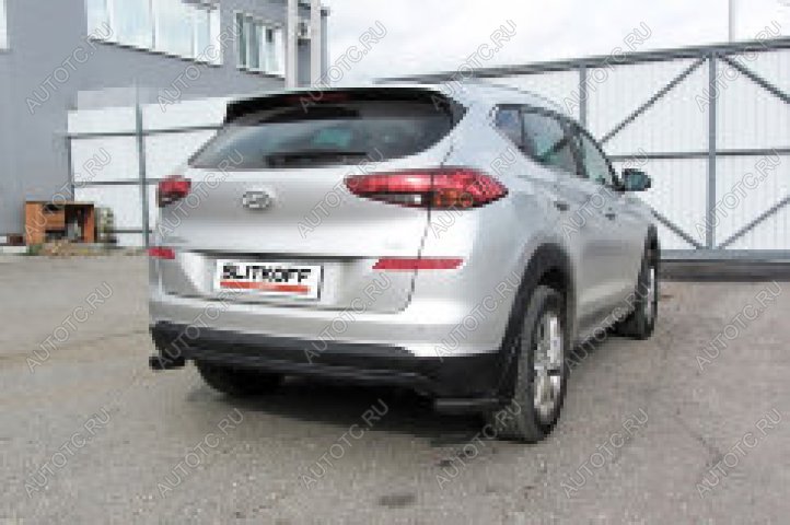 4 999 р. Защита заднего бампера уголки d57 Slitkoff  Hyundai Tucson  TL (2018-2021) рестайлинг ( Сталь с полимерным покрытием в цвет черный)  с доставкой в г. Пермь