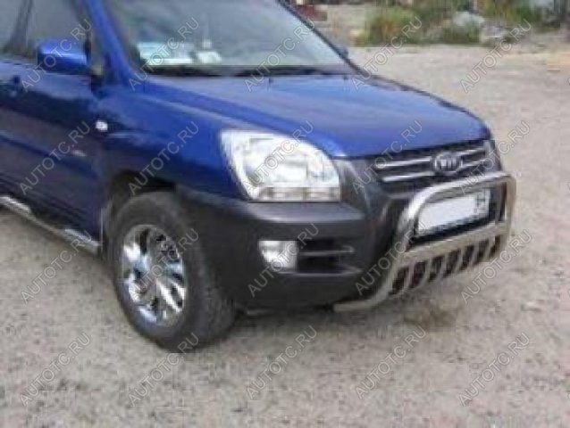 16 999 р. Защита переднего бампера кенгурятник d57 низкий (New) Slitkoff  KIA Sportage  2 JE,KM (2008-2010)  рестайлинг (Сталь с полимерным покрытием в цвет черный)  с доставкой в г. Пермь