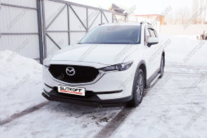 10 699 р. Защита переднего бампера d57+d42 двойная Slitkoff Mazda CX-5 KF (2016-2025) (  Сталь с полимерным покрытием в цвет черный)  с доставкой в г. Пермь