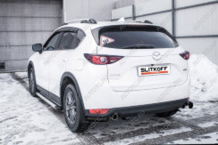 4 999 р. Защита заднего бампера уголки d57 Slitkoff  Mazda CX-5  KF (2016-2025) ( Сталь с полимерным покрытием в цвет черный)  с доставкой в г. Пермь