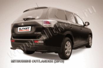 Защита заднего бампера уголки d57 Slitkoff Mitsubishi Outlander  GF (2012-2014) дорестайлинг ( Сталь с полимерным покрытием в цвет черный)
