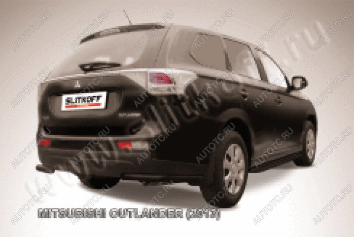 6 349 р. Защита заднего бампера уголки d57 Slitkoff Mitsubishi Outlander GF дорестайлинг (2012-2014) ( Сталь с полимерным покрытием в цвет черный)  с доставкой в г. Пермь