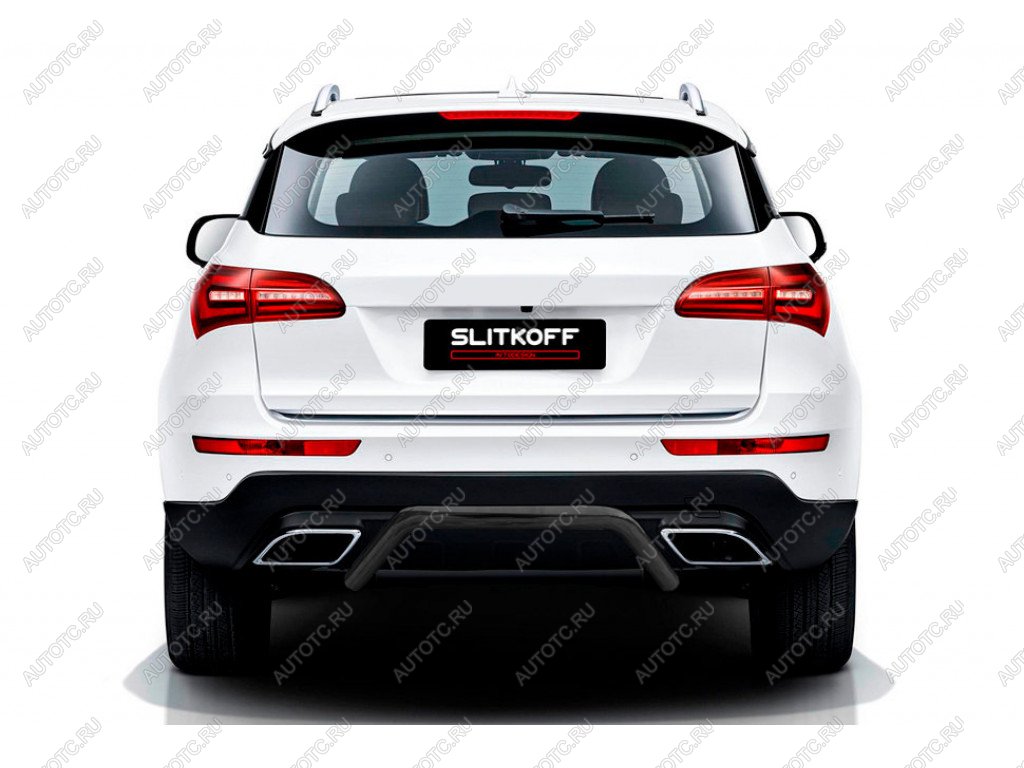 7 999 р. Защита заднего бампера d57 скоба Slitkoff  Zotye Coupa  B11F (2019-2021) (Сталь с полимерным покрытием в цвет черный)  с доставкой в г. Пермь