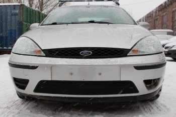Защитная сетка в бампер (ячейка 3х7 мм) Alfeco Стандарт Ford Focus  1 (2001-2005) седан рестайлинг, универсал рестайлинг, хэтчбэк 3 дв. рестайлинг, хэтчбэк 5 дв. рестайлинг (Чёрная)