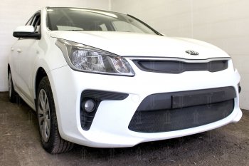 3 149 р. Защитная сетка в бампер (низ, ячейка 3х7 мм) Alfeco Стандарт KIA Rio 4 FB дорестайлинг седан (2016-2020) (Чёрная)  с доставкой в г. Пермь. Увеличить фотографию 3
