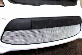 3 279 р. Защитная сетка в бампер (низ, ячейка 3х7 мм) Alfeco Стандарт KIA Rio 4 FB дорестайлинг седан (2016-2020) (Хром)  с доставкой в г. Пермь. Увеличить фотографию 3