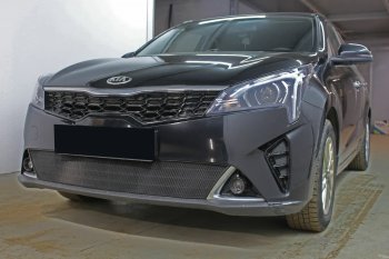 3 199 р. Защитная сетка в бампер (низ, ячейка 3х7 мм) Alfeco Стандарт KIA Rio X рестайлинг (2020-2025) (Чёрная)  с доставкой в г. Пермь. Увеличить фотографию 3