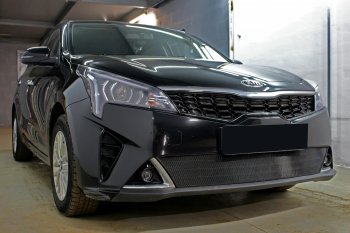 3 199 р. Защитная сетка в бампер (низ, ячейка 3х7 мм) Alfeco Стандарт KIA Rio X рестайлинг (2020-2025) (Чёрная)  с доставкой в г. Пермь. Увеличить фотографию 5