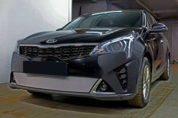 3 299 р. Защитная сетка в бампер (низ, ячейка 3х7 мм) Alfeco Стандарт KIA Rio X рестайлинг (2020-2025) (Хром)  с доставкой в г. Пермь. Увеличить фотографию 3