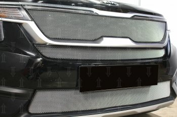 2 899 р. Защитная сетка в бампер (низ, с датчиком SCC, ячейка 3х7 мм) Alfeco Стандарт KIA Seltos (2019-2025) (Хром)  с доставкой в г. Пермь. Увеличить фотографию 4