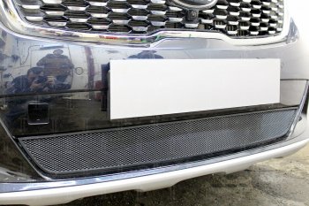 3 079 р. Защитная сетка в бампер (низ, ячейка 3х7 мм) Alfeco Стандарт  KIA Sorento  UM/Prime (2018-2020) рестайлинг (Чёрная)  с доставкой в г. Пермь. Увеличить фотографию 3