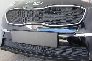 3 699 р. Защитная сетка в бампер (верх, ячейка 3х7 мм) Alfeco Стандарт  KIA Sportage  4 QL (2018-2022) рестайлинг (Чёрная)  с доставкой в г. Пермь. Увеличить фотографию 3