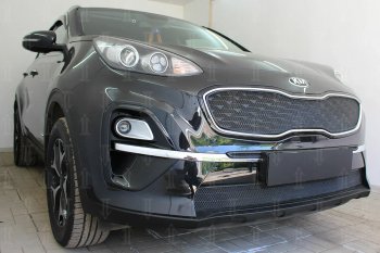 3 699 р. Защитная сетка в бампер (верх, ячейка 3х7 мм) Alfeco Стандарт  KIA Sportage  4 QL (2018-2022) рестайлинг (Чёрная)  с доставкой в г. Пермь. Увеличить фотографию 4