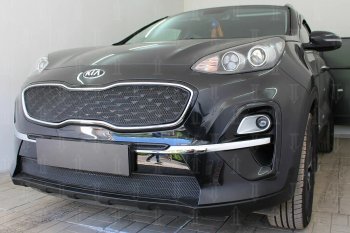 3 699 р. Защитная сетка в бампер (верх, ячейка 3х7 мм) Alfeco Стандарт  KIA Sportage  4 QL (2018-2022) рестайлинг (Чёрная)  с доставкой в г. Пермь. Увеличить фотографию 5