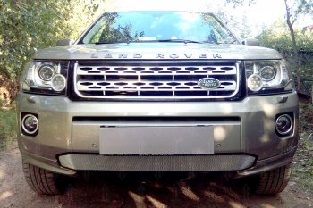 Защитная сетка в бампер (дизель, низ, ячейка 3х7 мм) Alfeco Стандарт Land Rover Freelander  L359 (2010-2012) 1-ый рестайлинг (Хром)