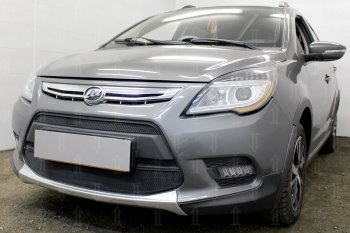 4 849 р. Защитная сетка в бампер (2 части, ячейка 3х7 мм) Alfeco Стандарт Lifan X50 (2015-2025) (Чёрная)  с доставкой в г. Пермь. Увеличить фотографию 4