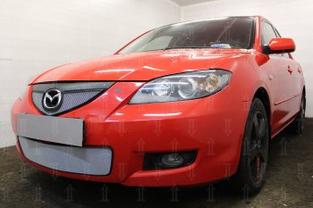 3 149 р. Защитная сетка в бампер (низ, ячейка 3х7 мм) Alfeco Стандарт  Mazda 3/Axela  BK (2006-2009) рестайлинг седан (Хром)  с доставкой в г. Пермь. Увеличить фотографию 4