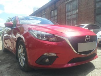 2 899 р. Защитная сетка в бампер (низ, ячейка 3х7 мм) Alfeco Стандарт Mazda 3/Axela BM дорестайлинг седан (2013-2016) (Чёрная)  с доставкой в г. Пермь. Увеличить фотографию 4