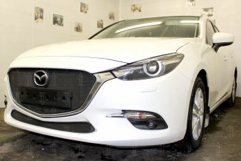 2 899 р. Защитная сетка в бампер (низ, ячейка 3х7 мм) Alfeco Стандарт Mazda 3/Axela BM рестайлинг седан (2016-2019) (Чёрная)  с доставкой в г. Пермь. Увеличить фотографию 4