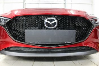 2 899 р. Защитная сетка в бампер (низ, ячейка 3х7 мм) Alfeco Стандарт Mazda 3/Axela BP хэтчбэк (2019-2025) (Чёрная)  с доставкой в г. Пермь. Увеличить фотографию 2