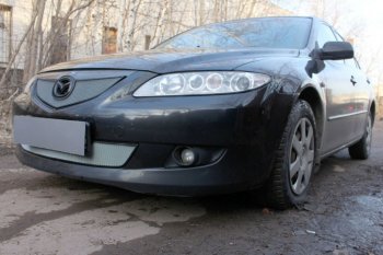 3 079 р. Защитная сетка в бампер (низ, ячейка 3х7 мм) Alfeco Стандарт Mazda 6 GG лифтбэк дорестайлинг (2002-2005) (Хром)  с доставкой в г. Пермь. Увеличить фотографию 4