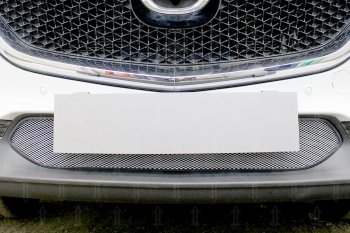 3 099 р. Защитная сетка в бампер (низ, ячейка 3х7 мм) Alfeco Стандарт  Mazda CX-5  KF (2016-2025) (Хром)  с доставкой в г. Пермь. Увеличить фотографию 2