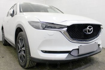 3 099 р. Защитная сетка в бампер (низ, ячейка 3х7 мм) Alfeco Стандарт  Mazda CX-5  KF (2016-2025) (Хром)  с доставкой в г. Пермь. Увеличить фотографию 4