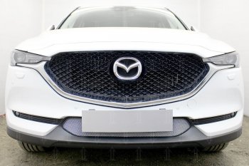 Защитная сетка в бампер (низ, ячейка 3х7 мм) Alfeco Стандарт Mazda CX-5  KF (2016-2025) (Хром)