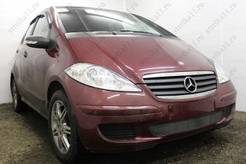3 079 р. Защитная сетка в бампер (низ, ячейка 3х7 мм) Alfeco Стандарт  Mercedes-Benz A class  W169 (2005-2008) дорестайлинг, хэтчбэк 5 дв. (Чёрная)  с доставкой в г. Пермь. Увеличить фотографию 3