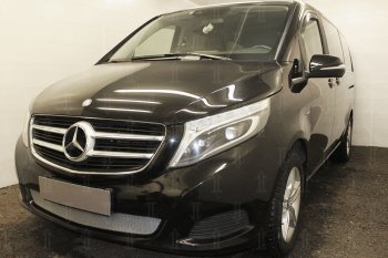 3 099 р. Защитная сетка в бампер (низ, ячейка 3х7 мм) Alfeco Стандарт Mercedes-Benz Vito W447 дорестайлинг (2015-2020) (Хром)  с доставкой в г. Пермь. Увеличить фотографию 3