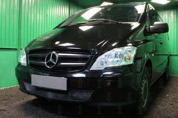 3 079 р. Защитная сетка в бампер (низ, ячейка 3х7 мм) Alfeco Стандарт Mercedes-Benz Vito W639 рестайлинг (2010-2014) (Чёрная)  с доставкой в г. Пермь. Увеличить фотографию 2
